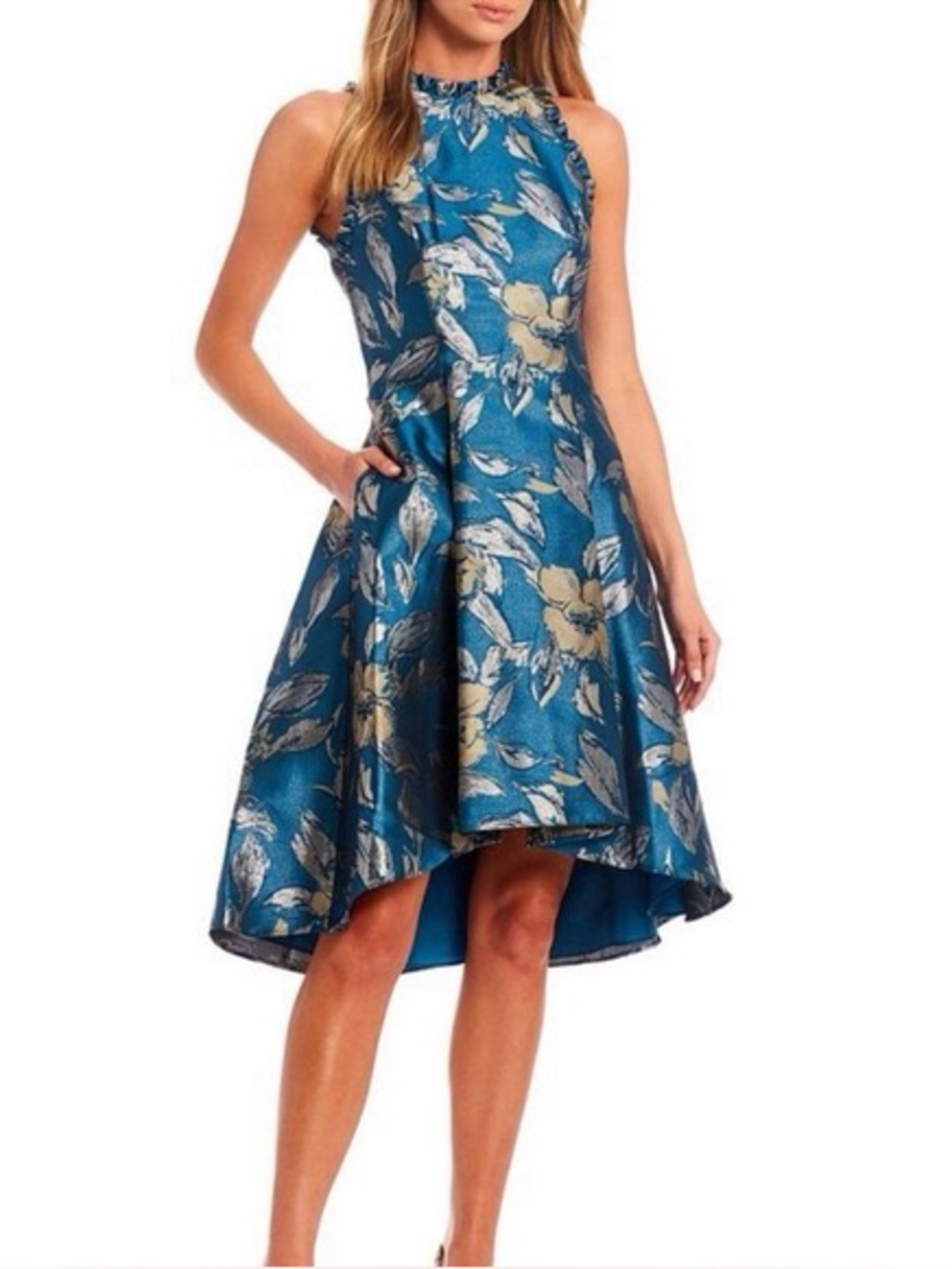 NWT ADRIANA PAPELL Halter Jacquard Dress